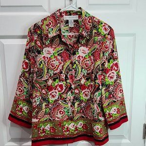 Floral Collared Button Down by Sag Harbor, Size 16